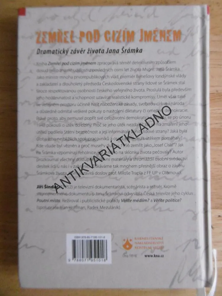 ZEMŘEL POD CIZÍM JMÉNEM, JIŘÍ ŠINDAR, **an