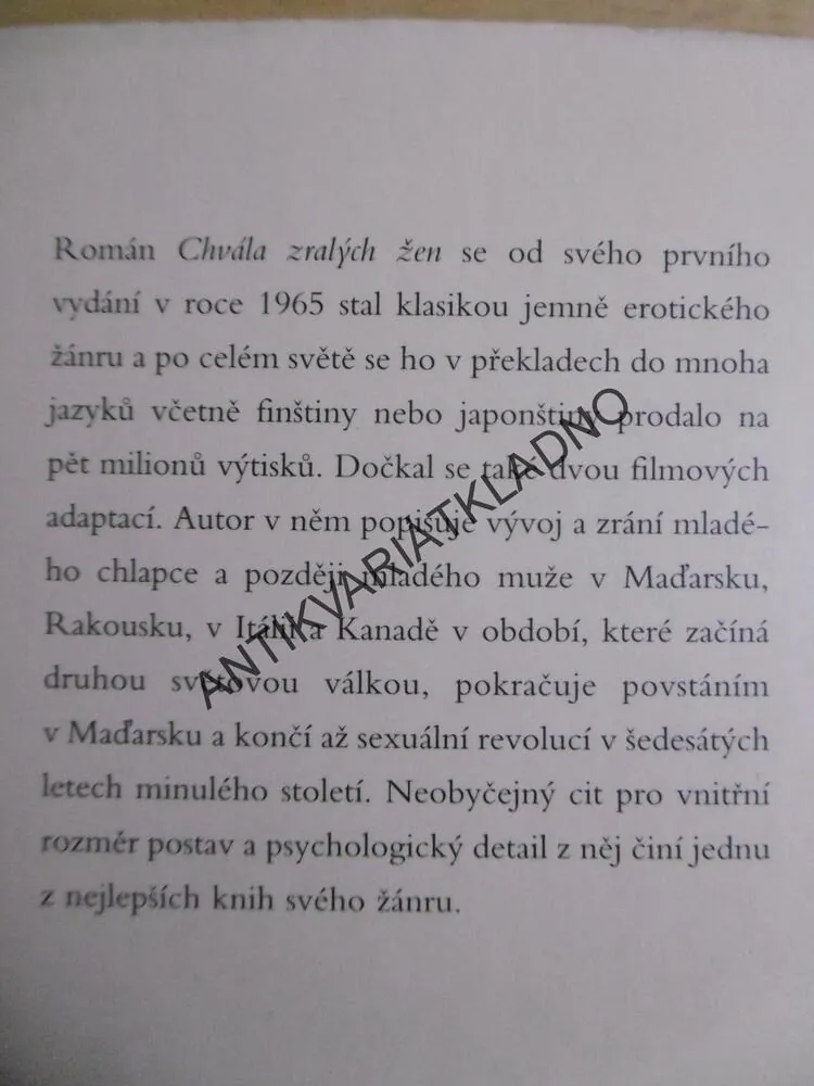 CHVÁLA ZRALÝCH ŽEN, STEPHEN VIZINCZEY, **an