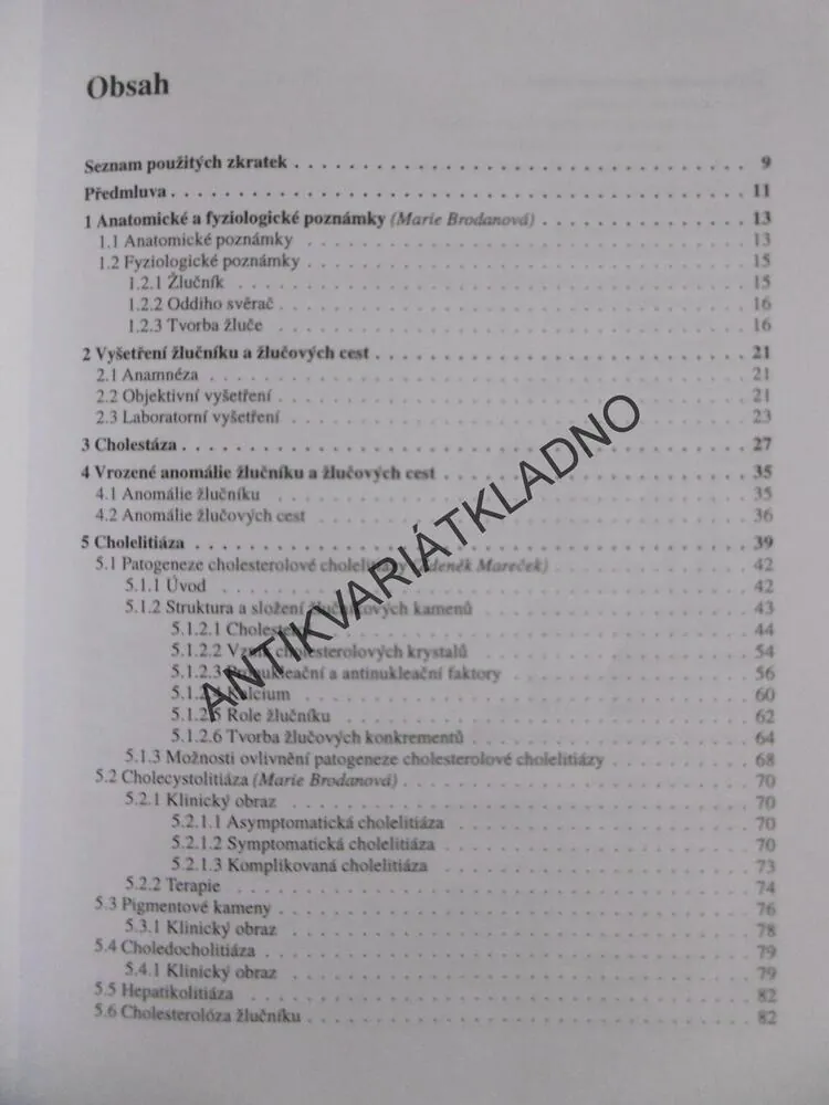 ONEMOCNĚNÍ ŽLUČNÍKU A ŽLUČOVÝCH CEST, MARIE BRODANOVÁ, **an