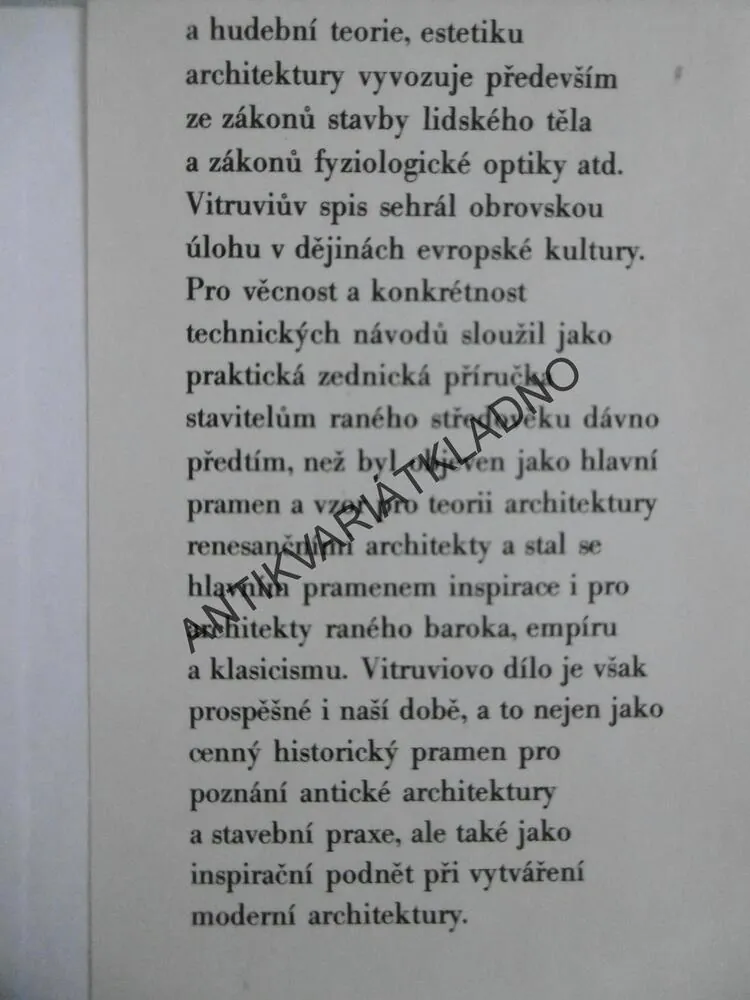 VITRUVIUS, DESET KNIH O ARCHITEKTUŘE, **an