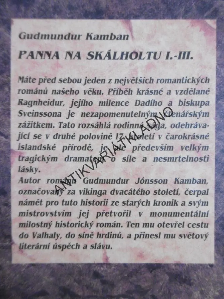 PANNA NA SKÁLHOLTU I. - III., GUDMUNDUR KAMBAN, **an