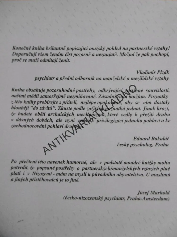 MUŽSKÝ ŠOVINISMUS PRO POKROČILÉ, JOSEF HAUSMANN, **an
