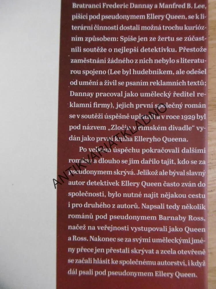 ZLOČIN V OBCHODNÍM DOMĚ, ELLERY QUEEN, **an