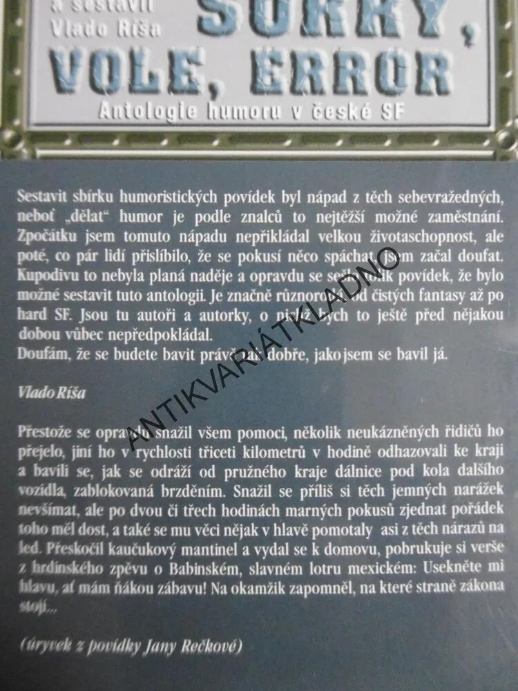 SORRY, VOLE, ERROR, VLADO RÍŠA, **an