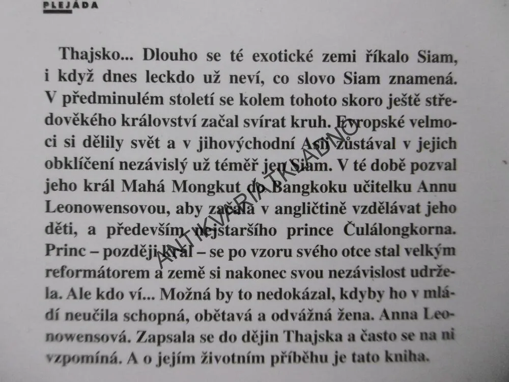 ANNA LEONOWENSOVÁ A KRÁL SIAMU MONGKUT, ZDENĚK ČECH, **an