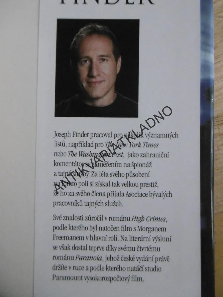 PARANOIA, JOSEPH FINDER, **an