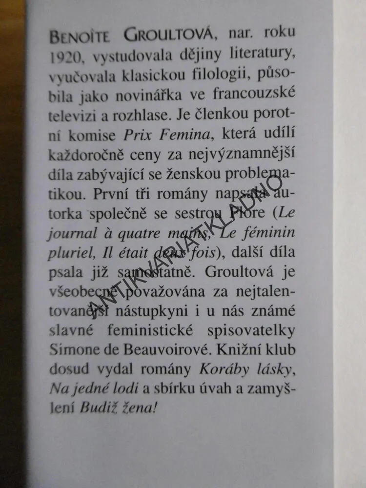 UTAJENÁ TVÁŘ LÁSKY, BENOITE GROULTOVÁ, **an