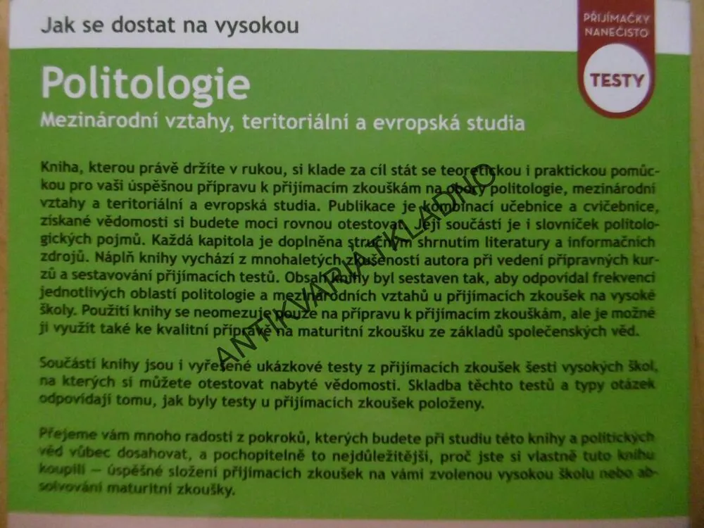 JAK SE DOSTAT NA VYSOKOU, POLITOLOGIE, **an