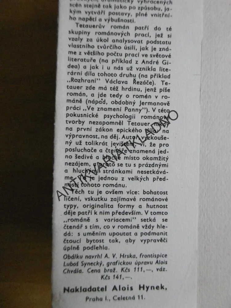 K RÁNU PŘICHÁZÍ SMRT, FRANK TETAUER, 1947, **an