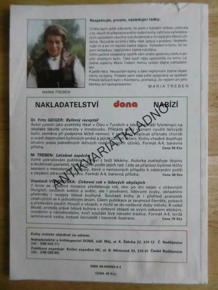 ZDRAVÍ Z BOŽÍ LÉKÁRNY, BYLINKY, RECEPTY, TREBEN, **an