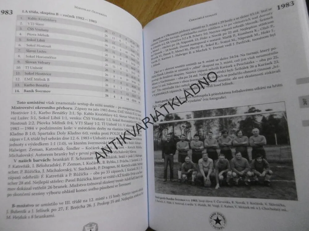 ČERNOBÍLÉ STOLETÍ, OLIVERUS, SPORT, KLADNO, ŠVERMOV, 1910-2010,FOTBAL, **an