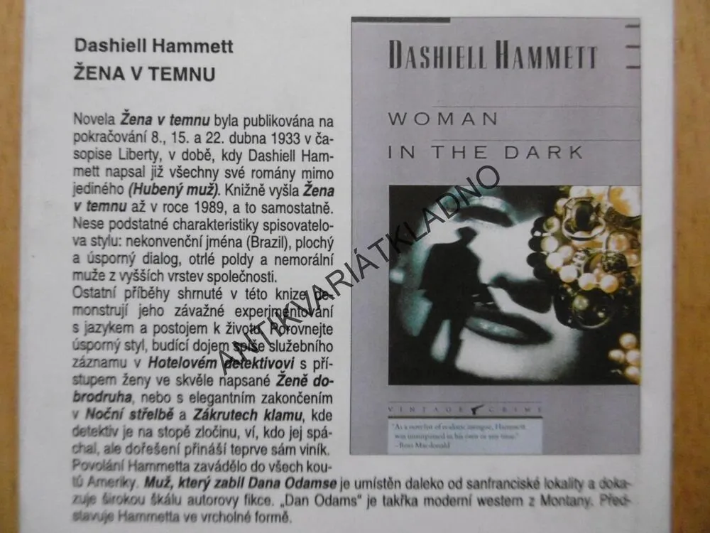 ŽENA V TEMNU, DASHIELL HAMETT, **an