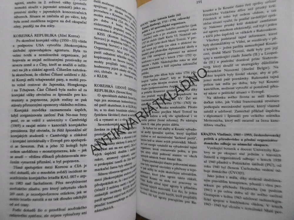 ENCYKLOPEDIE ŠPIONÁŽE ZE ZÁKULISÍ TAJNÝCH SLUŽEB, ZEJMÉNA STÁTNÍ BEZPEČNOSTI, **an