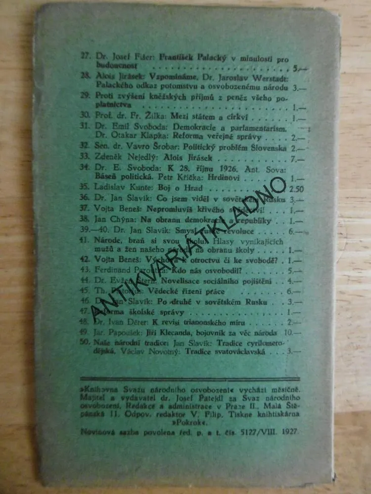 NAŠE NÁRODNÍ TRADICE, 1928, TRADICE CYRILOMETODĚJSKÁ, SVATOVÁCLAVSKÁ