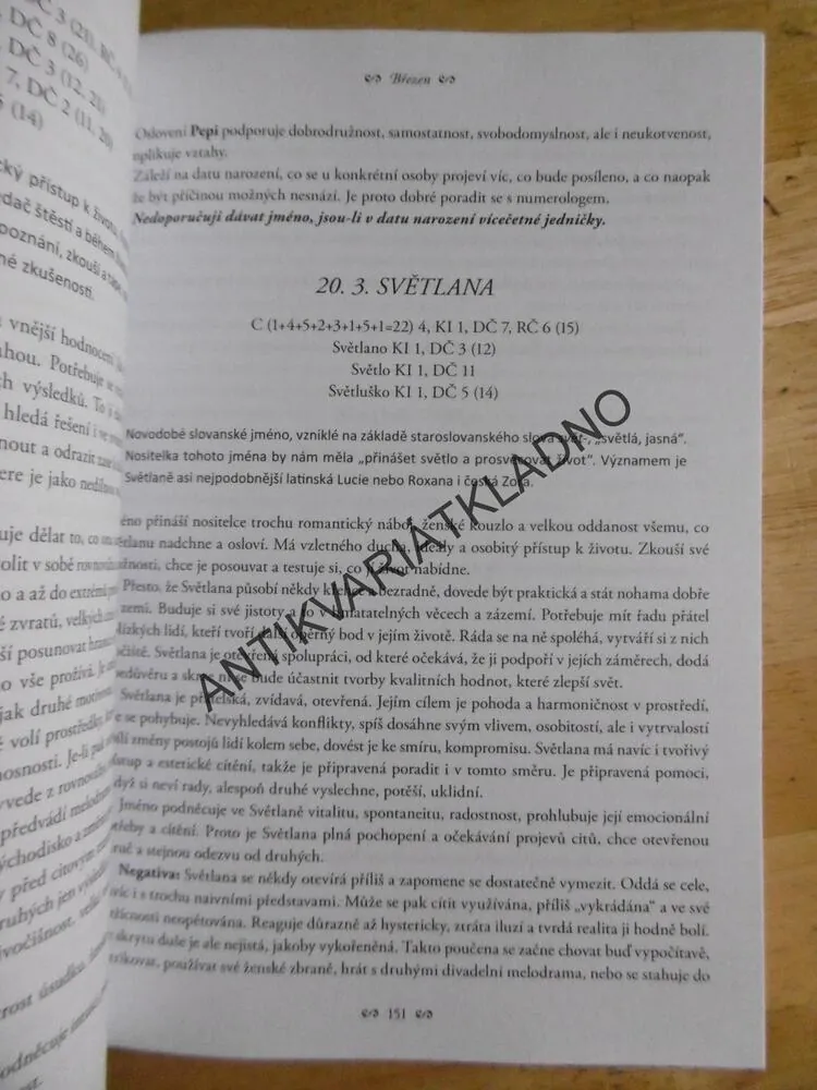 VELKÝ JMENNÝ NUMEROLOGICKÝ KALENDÁŘ, **an