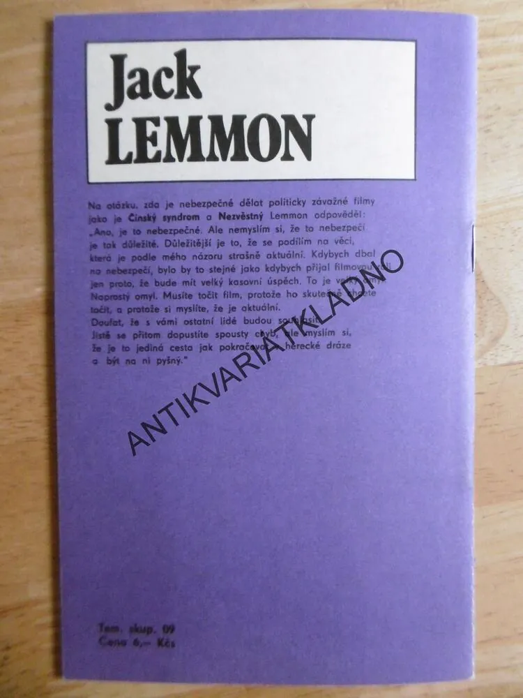 JACK LEMMON, ČS FILMOVÝ ÚSTAV
