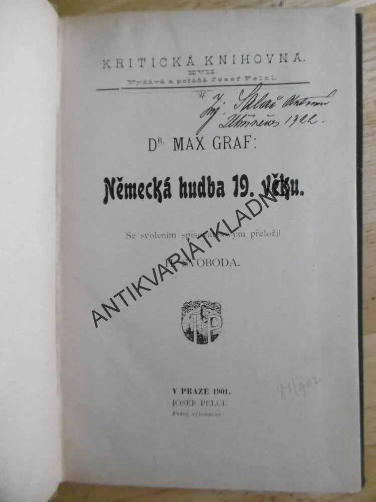 NĚMECKÁ HUDBA 19.VĚKU, MAX GRAF, 1901, KRITICKÁ KNIHOVNA 17., **an