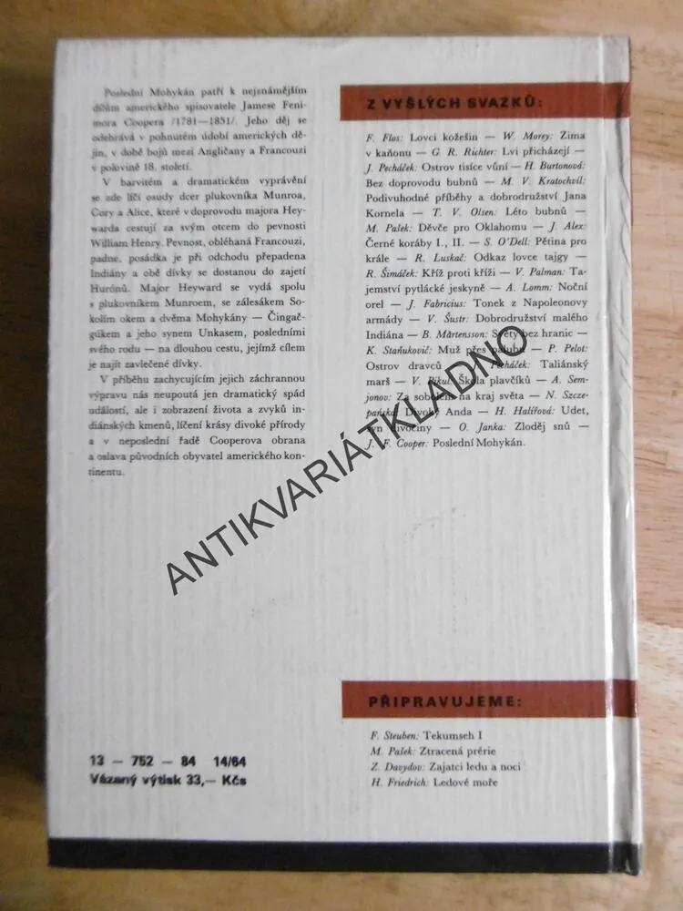 KOD 53 - POSLEDNÍ MOHYKÁN, JAMES FENIMORE COOPER, VRAŠTIL, **an