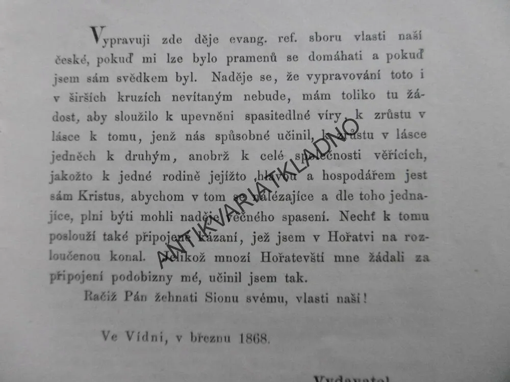 HISTORIE SBORU HOŘATEVSKÉHO, OD ZASLOŽENÍ POD ROK 1868, HEŘMAN Z TARDY, 1898