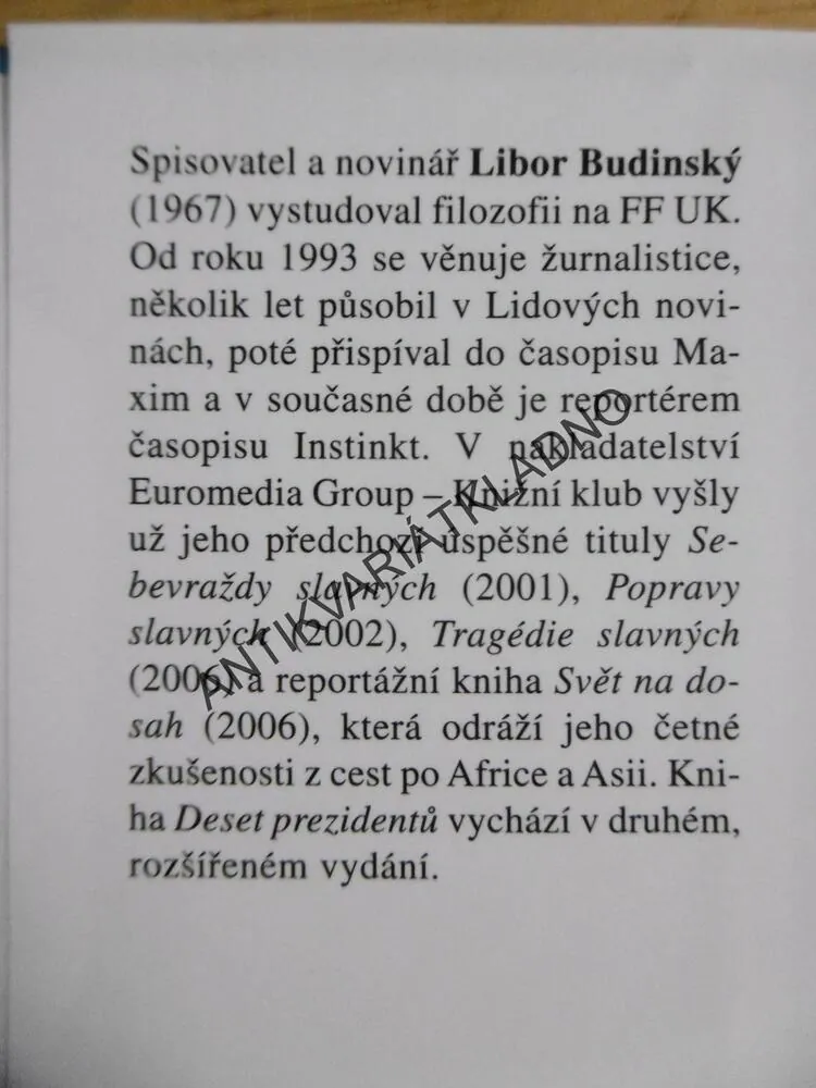 DESET PREZIDENTŮ, LIBOR BUDINSKÝ, **an
