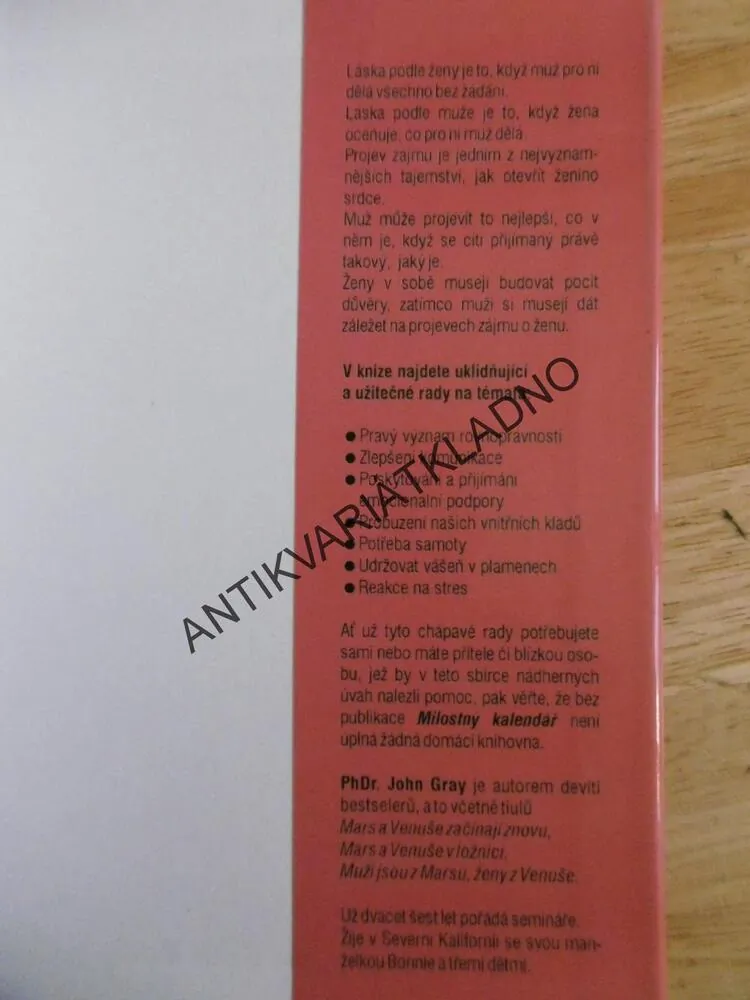 MUŽI JSOU Z MARSU, ŽENY JSOU Z VENUŠE, MILOSTNÝ KALENDÁŘ, JOHN GRAY, **an