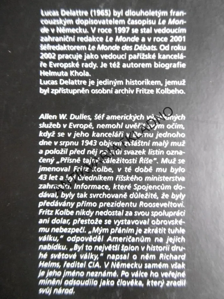 ŠPION UVNITŘ TŘETÍ ŘÍŠE, FRITZ KOLBE,ŠPION 2.SV. VÁLKY