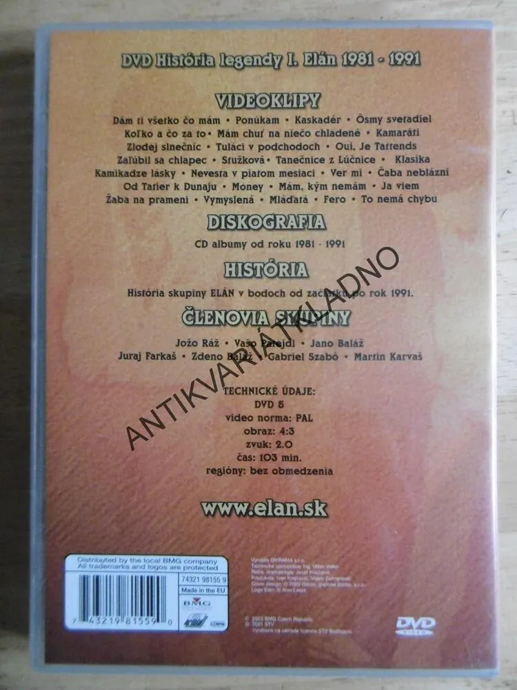 ELÁN, HISTÓRIA LEGENDY I., 1981 - 1991, DVD HUDBA
