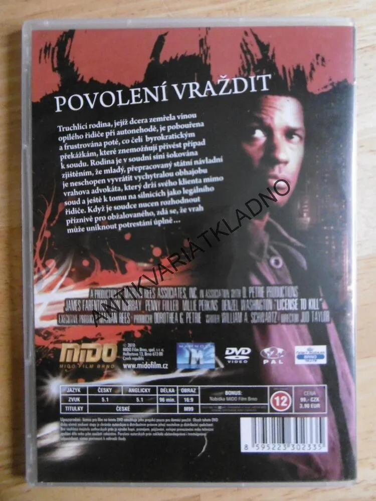 POVOLENÍ VRAŽDIT, DENZEL WASHINGTON, DVD FILM