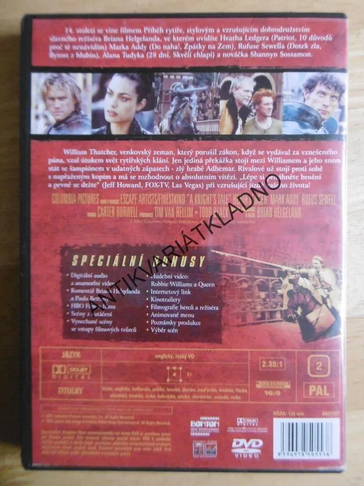 HEATH LEDGER, PŘÍBĚH RYTÍŘE, DVD FILM
