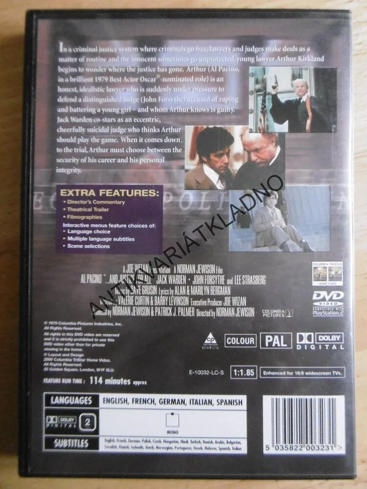 ...AND JUSTICE FOR ALL, AL PACINO, DVD FILM