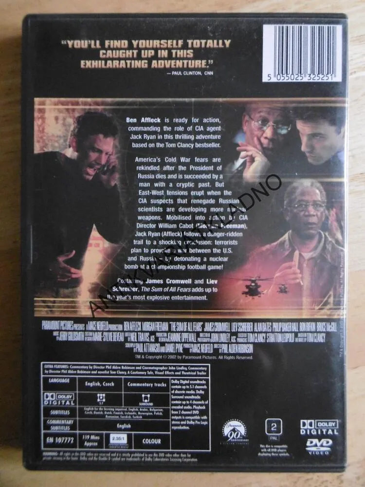 THE SUM OF ALL FEARS, BEN AFFLECK, DVD FILM