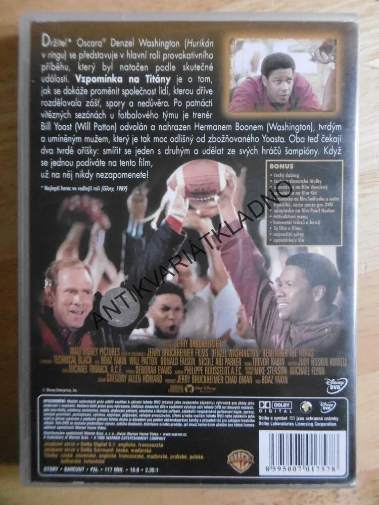 VZPOMÍNKA NA TITÁNY, DENZEL WASHINGTON, DVD FILM