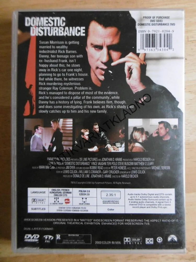 DOMESTIC DISTURBANCE, JOHN TRAVOLTA, DVD FILM