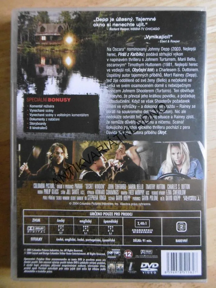 TEMNÉ OKNO, JOHNNY DEPP, DVD FILM