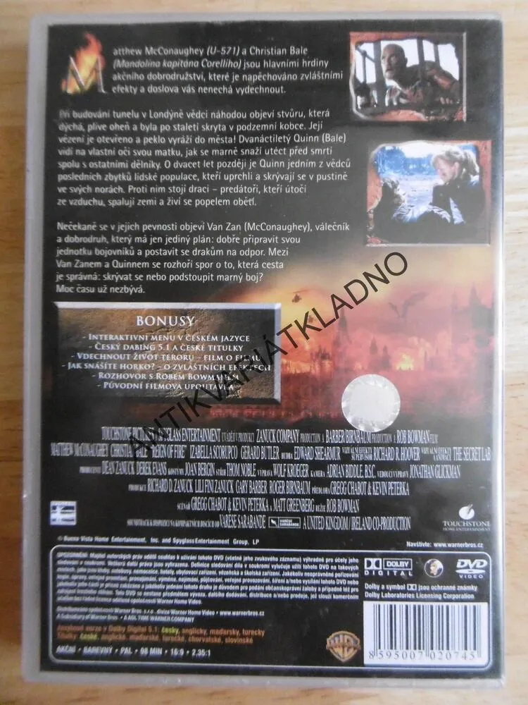 KRÁLOSTVÍ OHNĚ, MCCONAUGHEY, CHRISTIAN BALE, DVD FILM