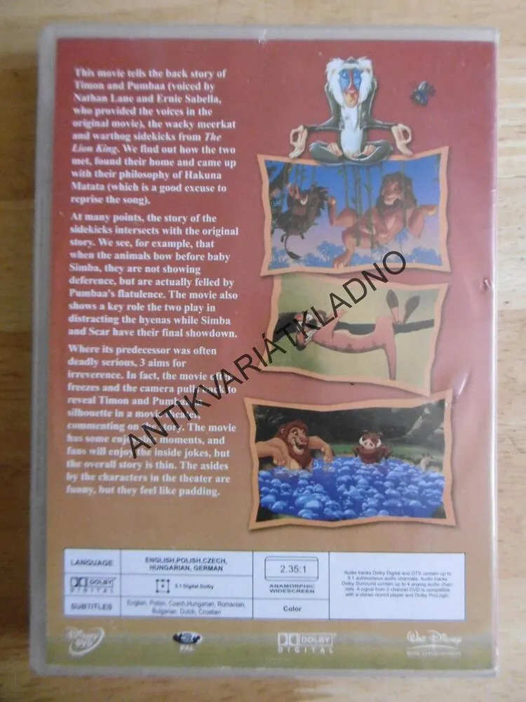 LVÍ KRÁL, 3., HAKUNA MATATA, DVD FILM, DISNEY