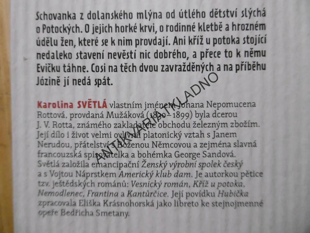 KŘÍŽ U POTOKA, KAROLINA SVĚTLÁ, **an