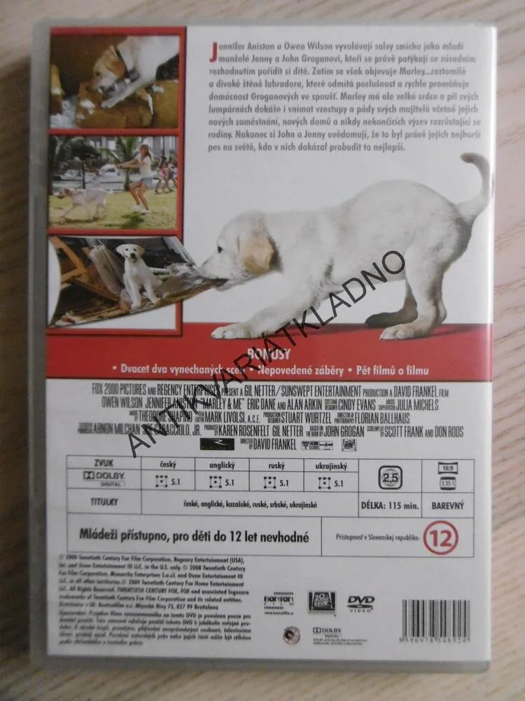 MARLEY A JÁ, DVD FILM