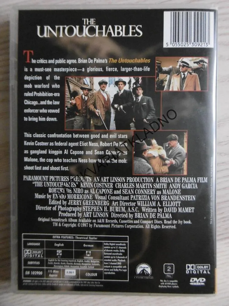 THE UNTOUCHABLES, NEÚPLATNÍ, DVD FILM