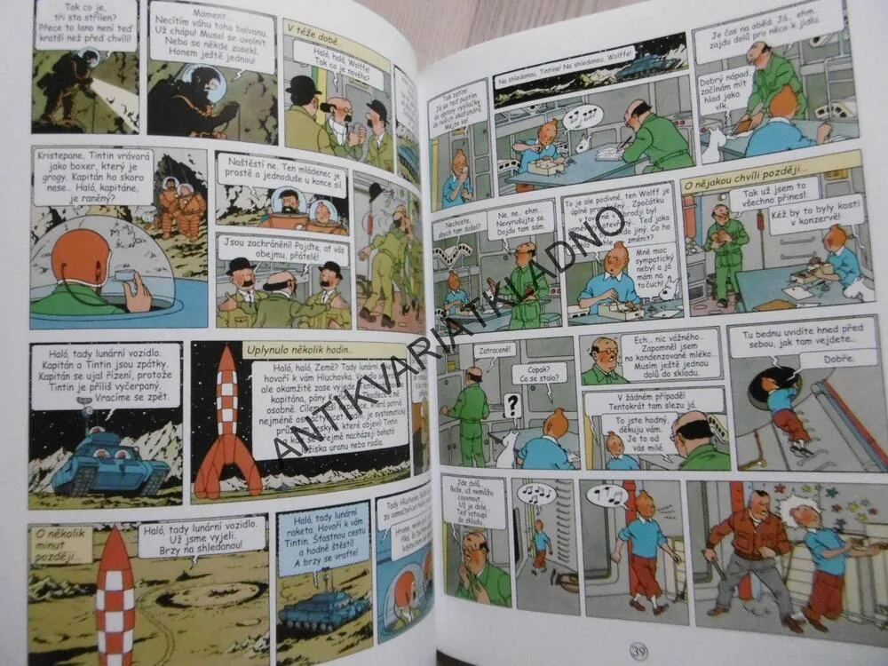 TINTINOVA DOBRODRUŽSTVÍ, PRVNÍ KROKY NA MĚSÍCI, HERGÉ, **an