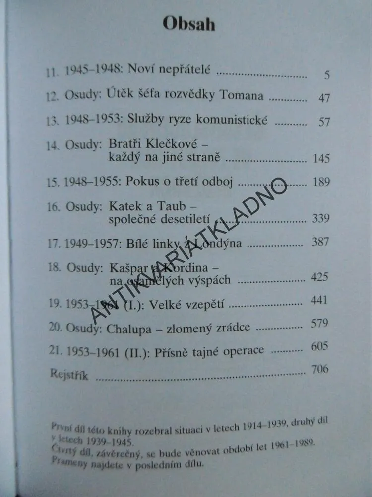 ČESKOSLOVENSKO VE ZVLÁŠTNÍCH SLUŽBÁCH, DÍL III., 1945 - 1961, KAREL PACNER, **an