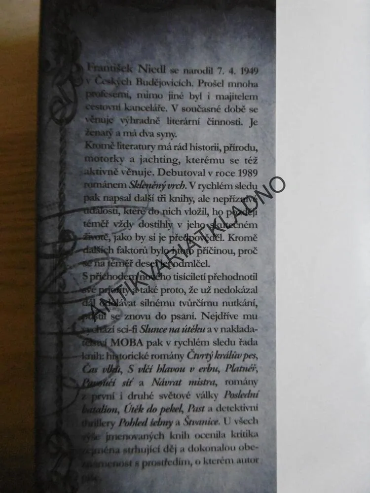 ČAS VLKŮ, FRANTIŠEK NIEDL, **an
