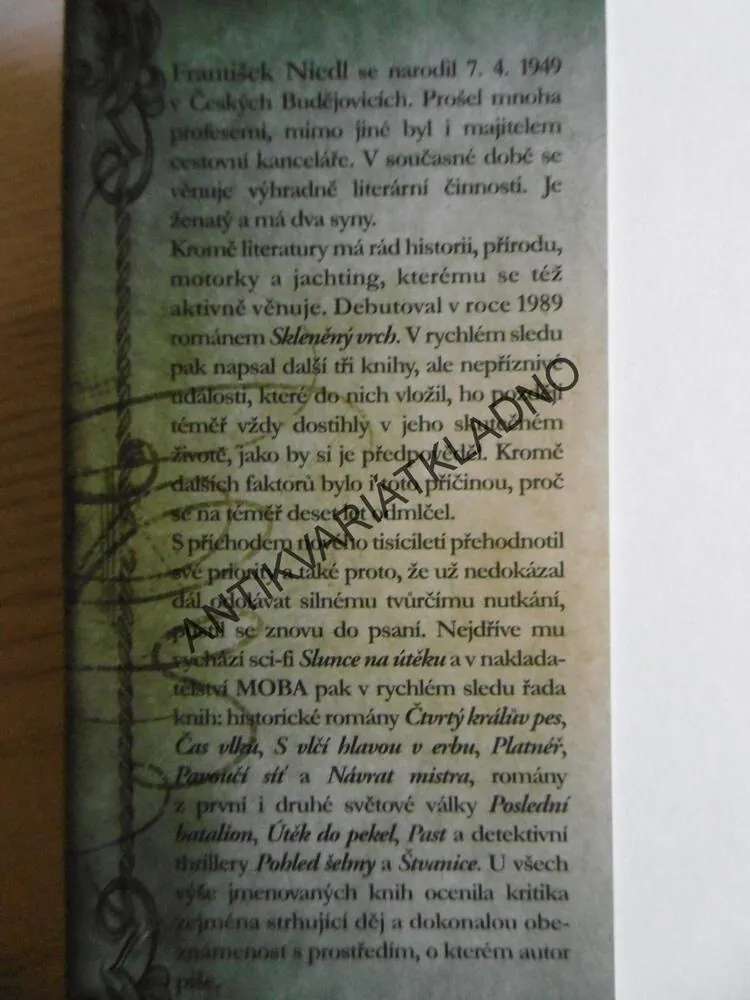 S VLČÍ HLAVOU V ERBU, FRANTIŠEK NIEDL, **an