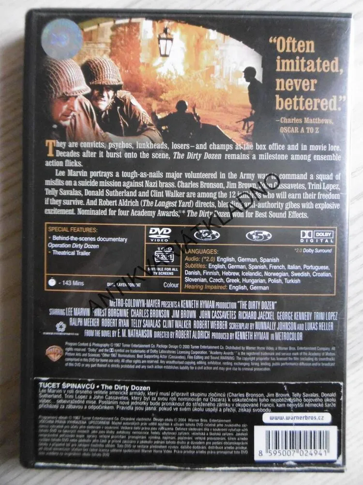 TUCET ŠPINAVCŮ, THE DIRTY DOZEN, DVD FILM, POUZE ČESKÉ TITULKY