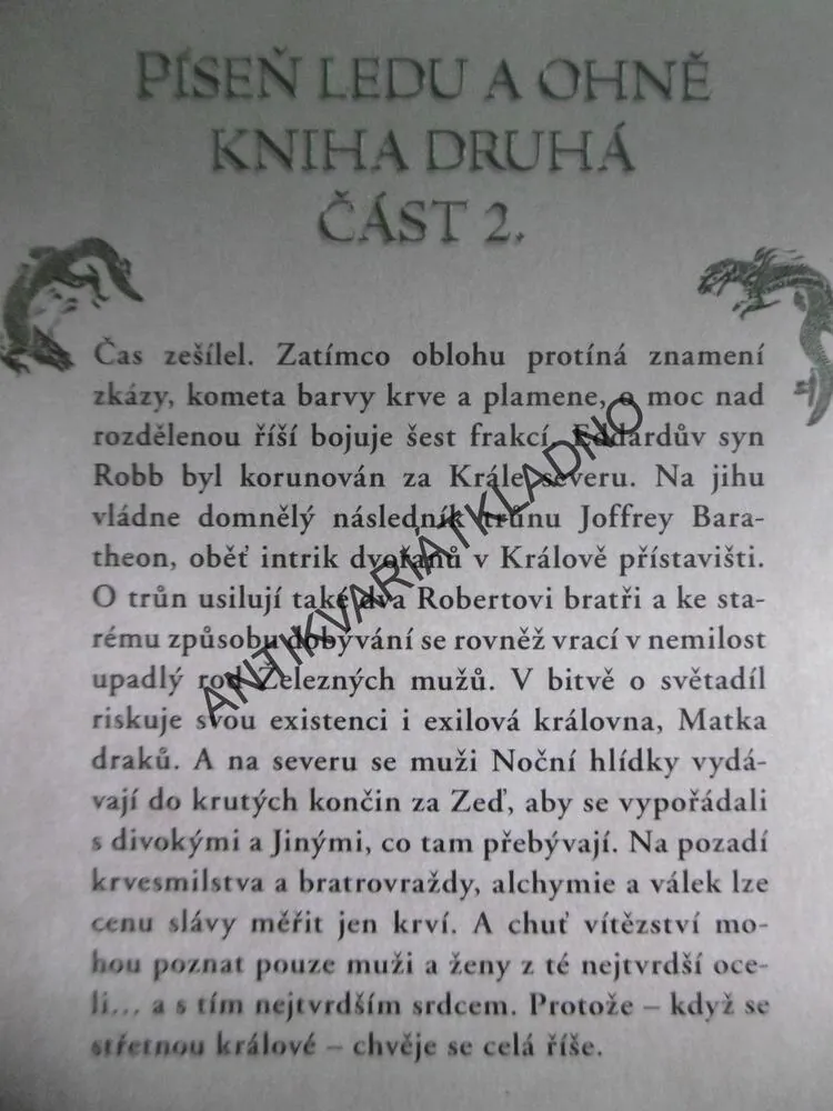 HRA O TRŮNY, STŘET KRÁLŮ, KNIHA DRUHÁ, PÍSEŇ LEDU A OHNĚ, GEORGE R.R.MARTIN, **an