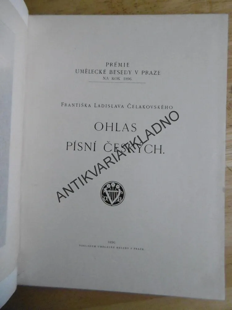 OHLAS PÍSNÍ ČESKÝCH, 1896, ČELAKOVSKÝ, **an