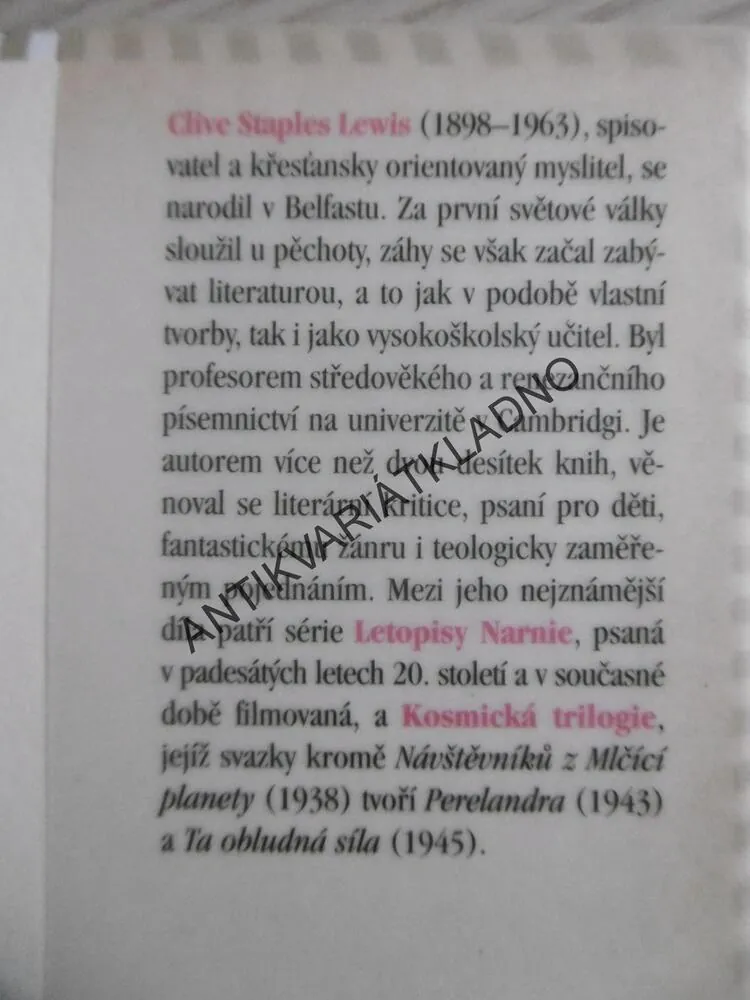 KOSMICKÁ TRILOGIE, 1., NÁVŠTĚŠVNÍCI Z MLČÍCÍ PLANETY, C.S. LEWIS,**an