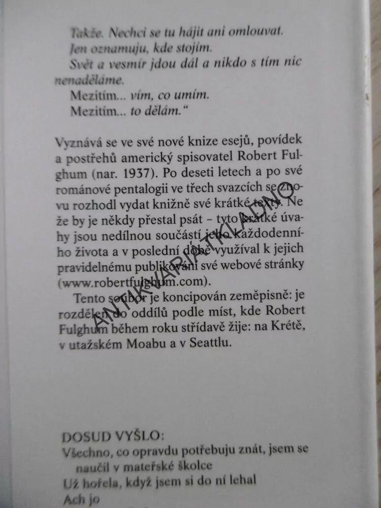 CO JSEM TO PROBOHA UDĚLAL?, ROBERT FULGHUM, **an