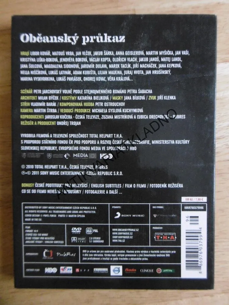 OBČANSKÝ PRŮKAZ, TROJAN, DVD FILM ČR + bonusy