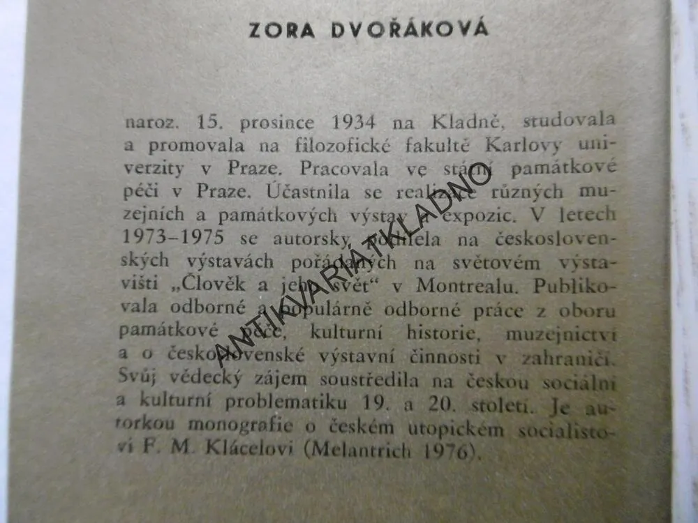 JOSEF VÁCLAV MYSLBEK, ZORA DVOŘÁKOVÁ, **an